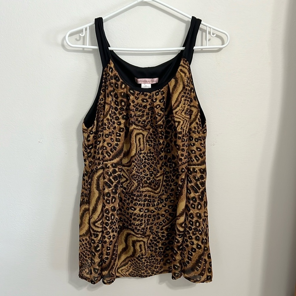 Contemporary edge flowy animal print tank top